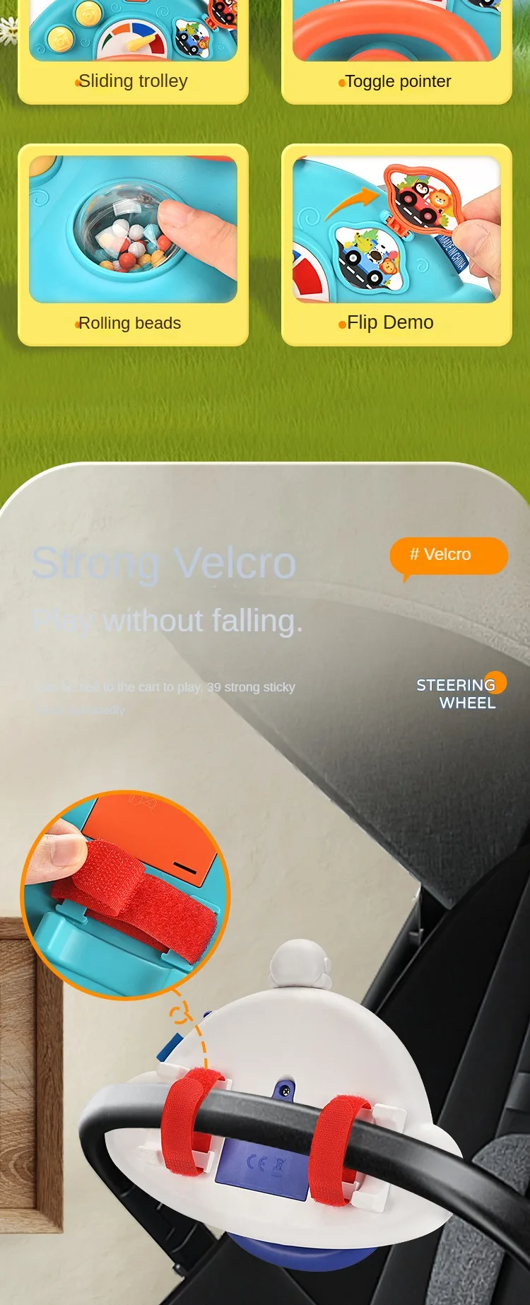Volant électrique pour bébé avec sons pour poussette_voghion.com