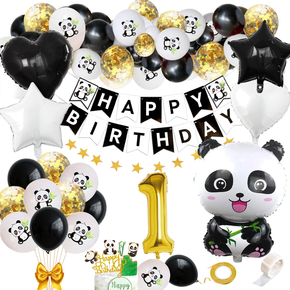 

1-9 Year Girl Birthday Balloon Decor Panda Birthday Party Decorations Kids Boy Baby Shower Gender Reveal Supplies Panda Balloons