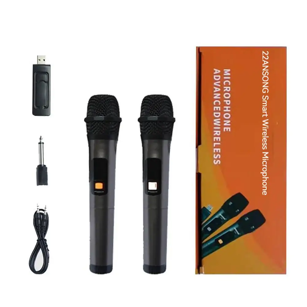 

S22 Wireless Microphone UHF Usb 3.5mm 6.35mm 1-to-2 Handheld Mic For Karaoke Meeting Speech (without Battery)