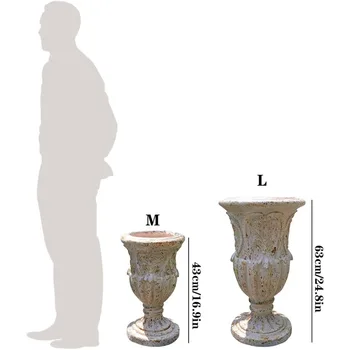 VISIBLE Vintage European Giant Garden Urn Planter, Decorative Cement and Fiber Flower Pot, Make Rust Finished, Wrap Foam Safely 3