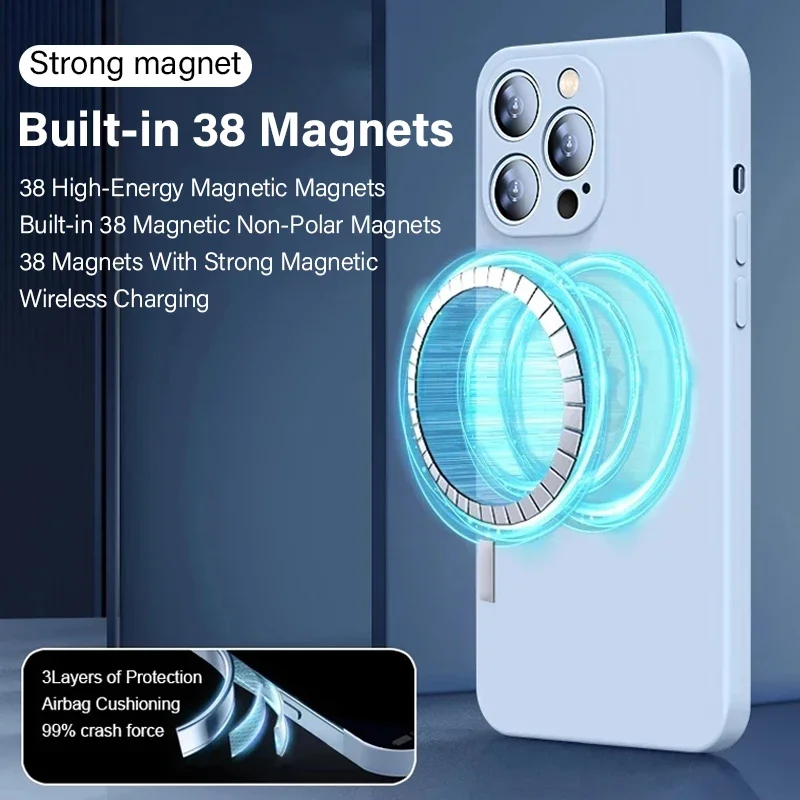 MagSafe Magnetic Wireless Charging Liquid Silicone Phone Case - Soft Back Cover
