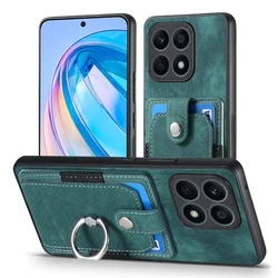 Luxury Leather Card Holder Case with Ring Stand and Magnetic Back Cover for Moto G37 5G (Green)