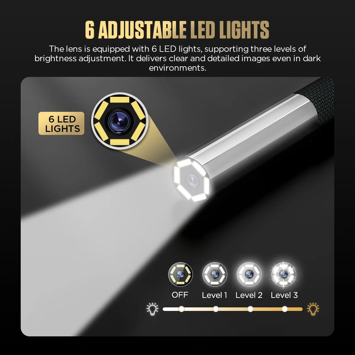 AUTOOL SVB408 360 ° 관절형 내시경 3.9mm 4방향 1m 와이어 IPS 자동차 검사 카메라 6개 조절 가능 LED 조명