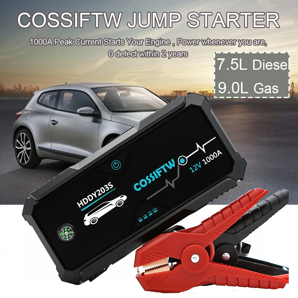 

Jump Starter Car Battery Booster for 12V Heavy Duty/Semi-Truck Fast Charge Car Power Bank 1000A Starting Auxiliary Free Shipping