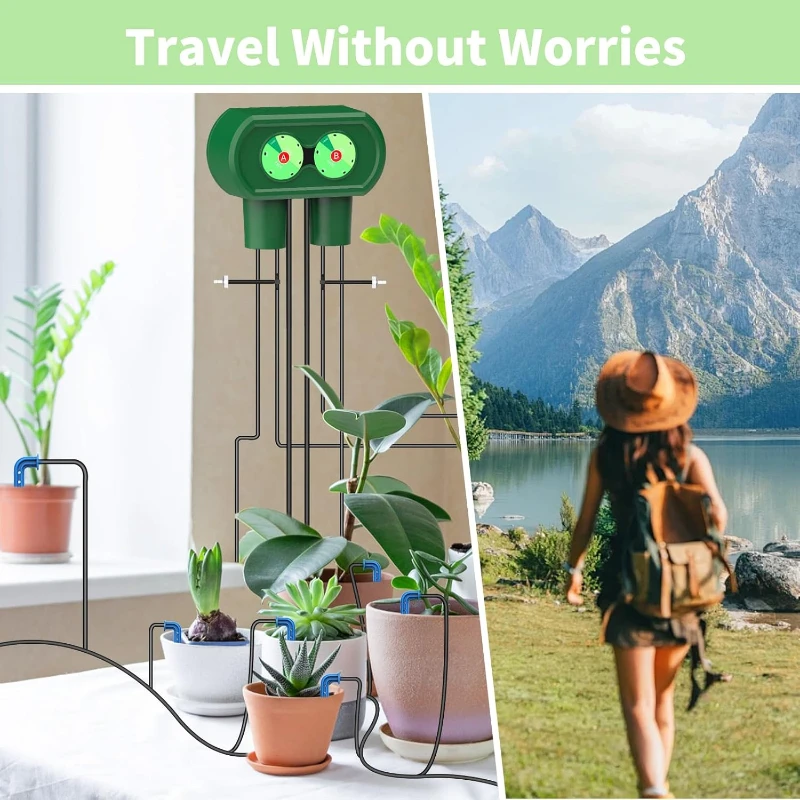 Solar irrigation system, split type dual pump drip irrigation kit, DIY garden courtyard outdoor solar simple watering device 6