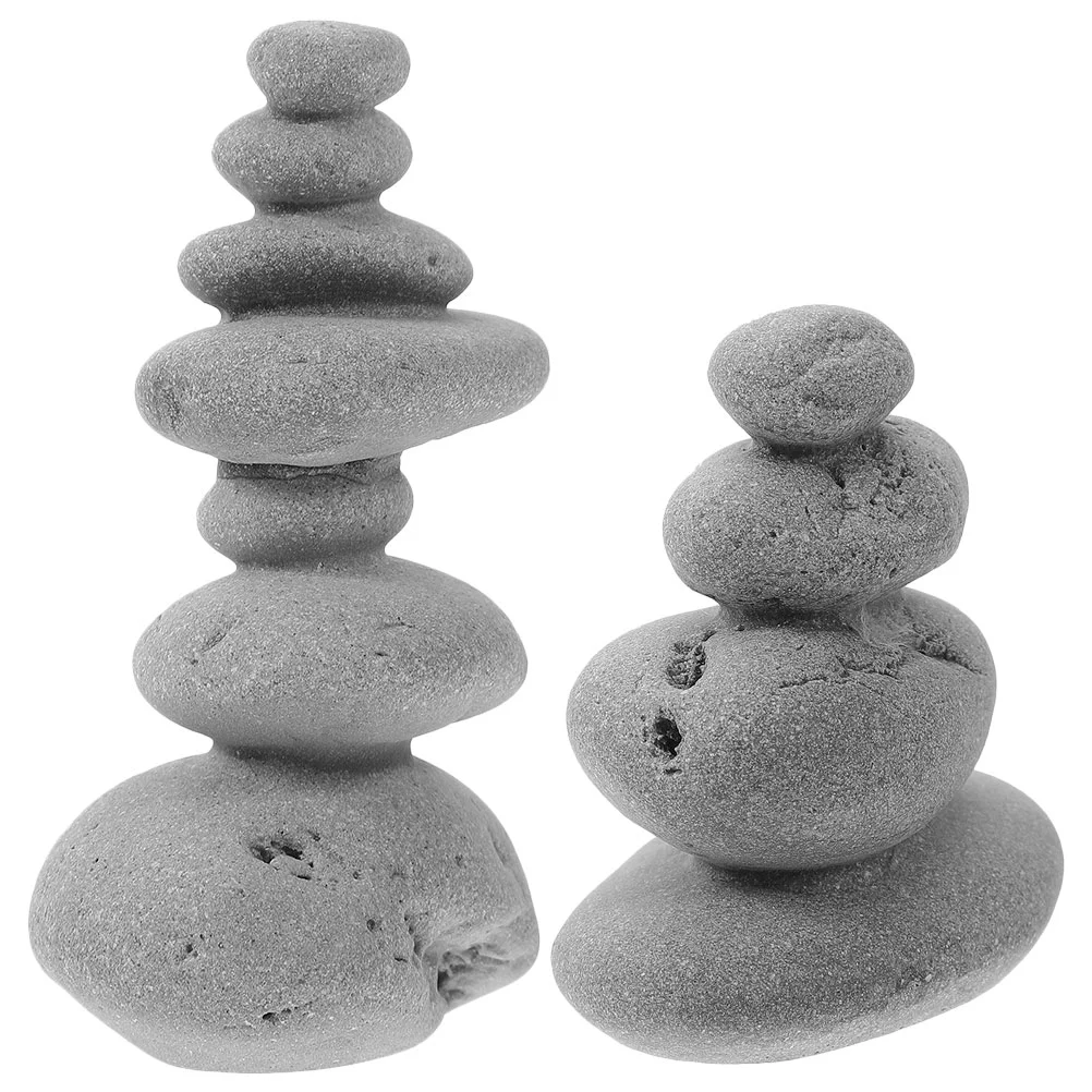 

2pcs Stacking Stone Statue Artificial Stone Figurine Bonsai Landscape Stone