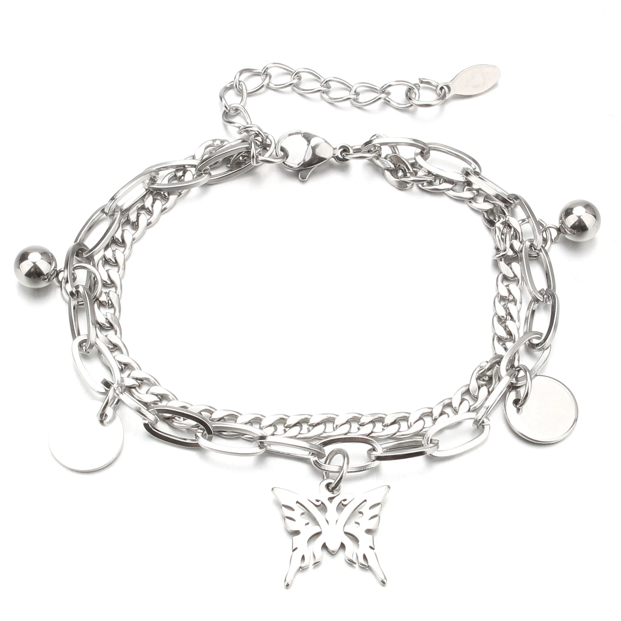 Bracelet à breloques en acier inoxydable pour femme, bracelets arbre de vie, bijoux à bricoler soi-même, coeur, croix, papillon, clé, femme, nouveau