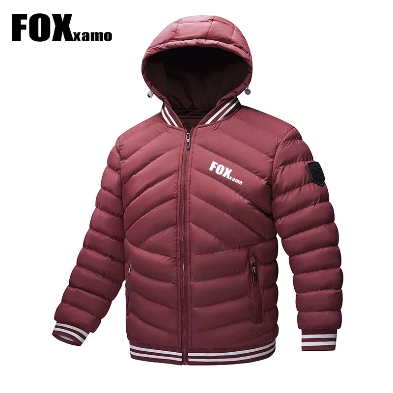 Foxxamo 남성용 겨울 사이클링 재킷, 40D 방수 필름, 따뜻한 캐주얼 후드 면 패딩, 클래식 야외 스포츠 코트, 남성 의류