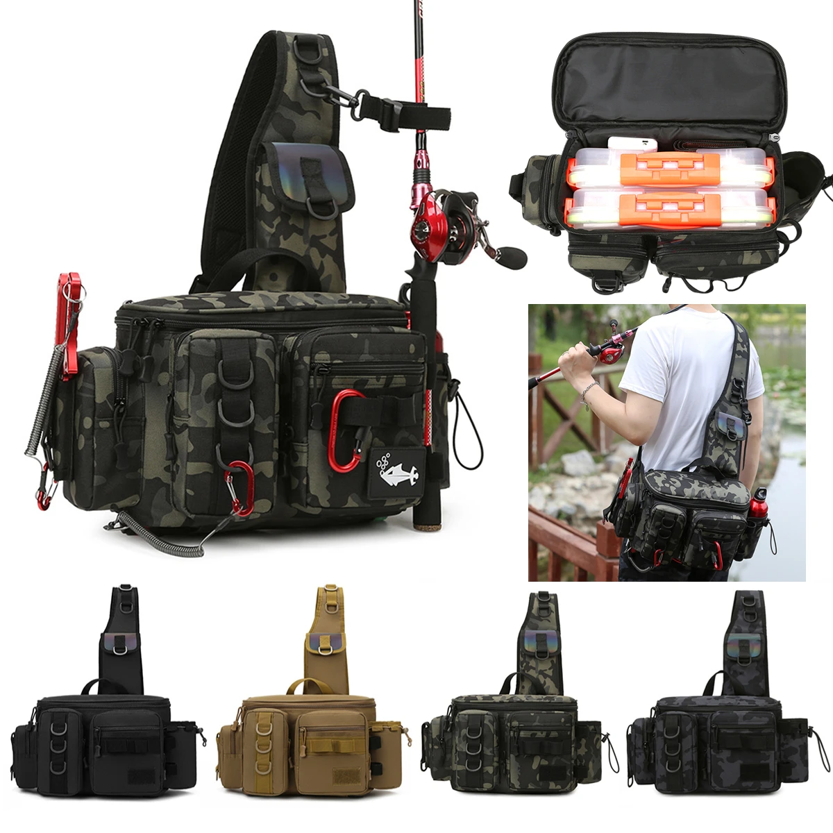 FishingShoulderBagMultifunctionalFishingWaistPack600DNylon