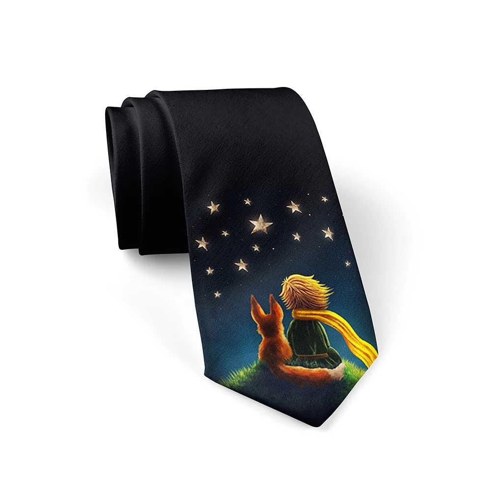 Anime Cartoon Little Prince Ties Fashion 8cm Width Men Women Polyester Fun Casual Necktie Wedding Party Shirts Accessories Gifts