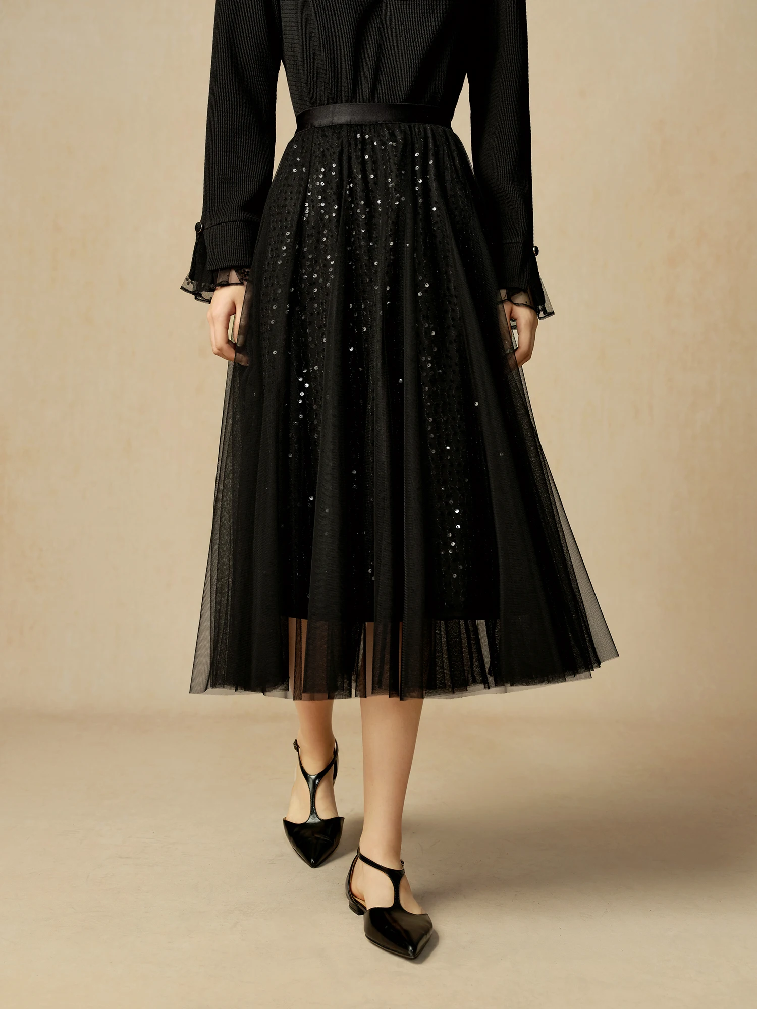 DUSHU Plus Size Women's Minimalist Pleated Half Skirt 2024 Winter New A Hanging Texture Mid Length Half Skirt 24DS84390 main image 1
