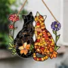 Stained Glass Window Hanging Decor Stained Glass Cat Window Hanging Cat Suncatcher For Hanging Small Christmas Trees Decorations 2