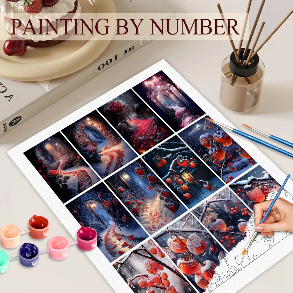 PhotoCustom 60X75cm Painting By Numbers Diy Crafts Night Rose Road Landscape Coloring On Number Home Decors For Adults Handmade
