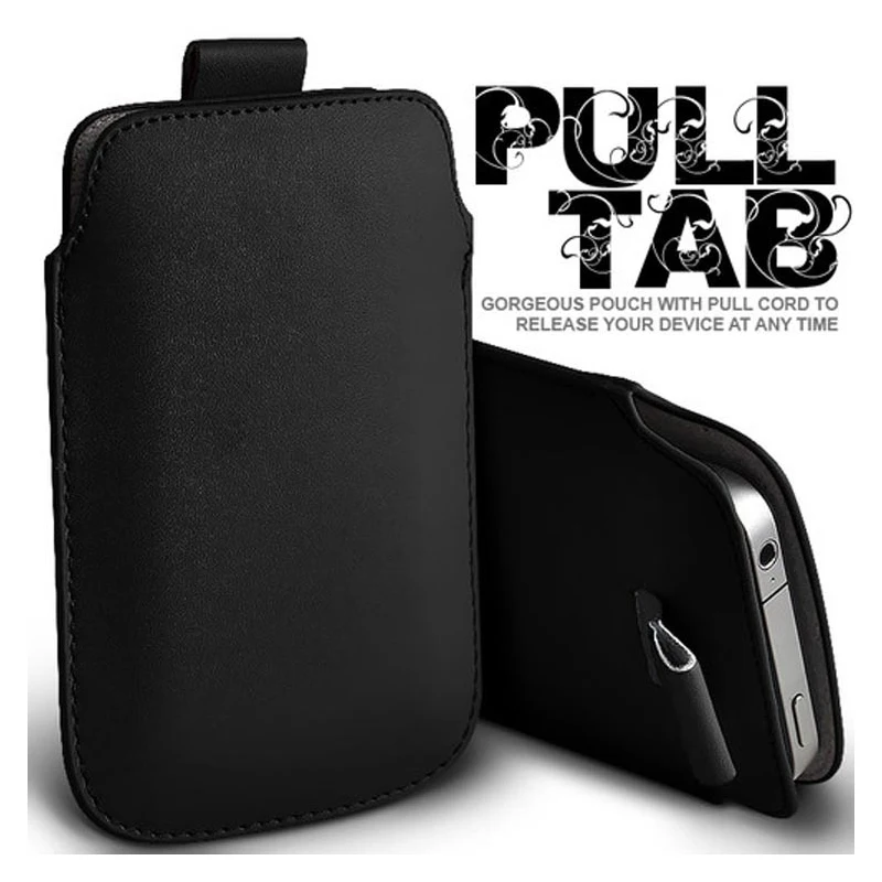 Universal Leather Phone Case with Pull & Push Tab – Sleek and Stylish Pouch Cover
