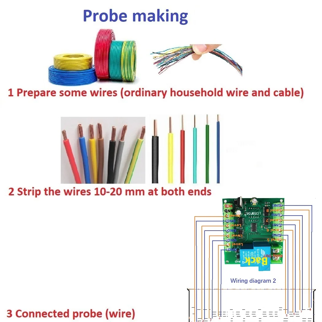 다기능 수위 펌프 주입 디스플레이 컨트롤러, 액체 센서 모듈, 자동 제어, 8 단계, DC 12V, 30A
