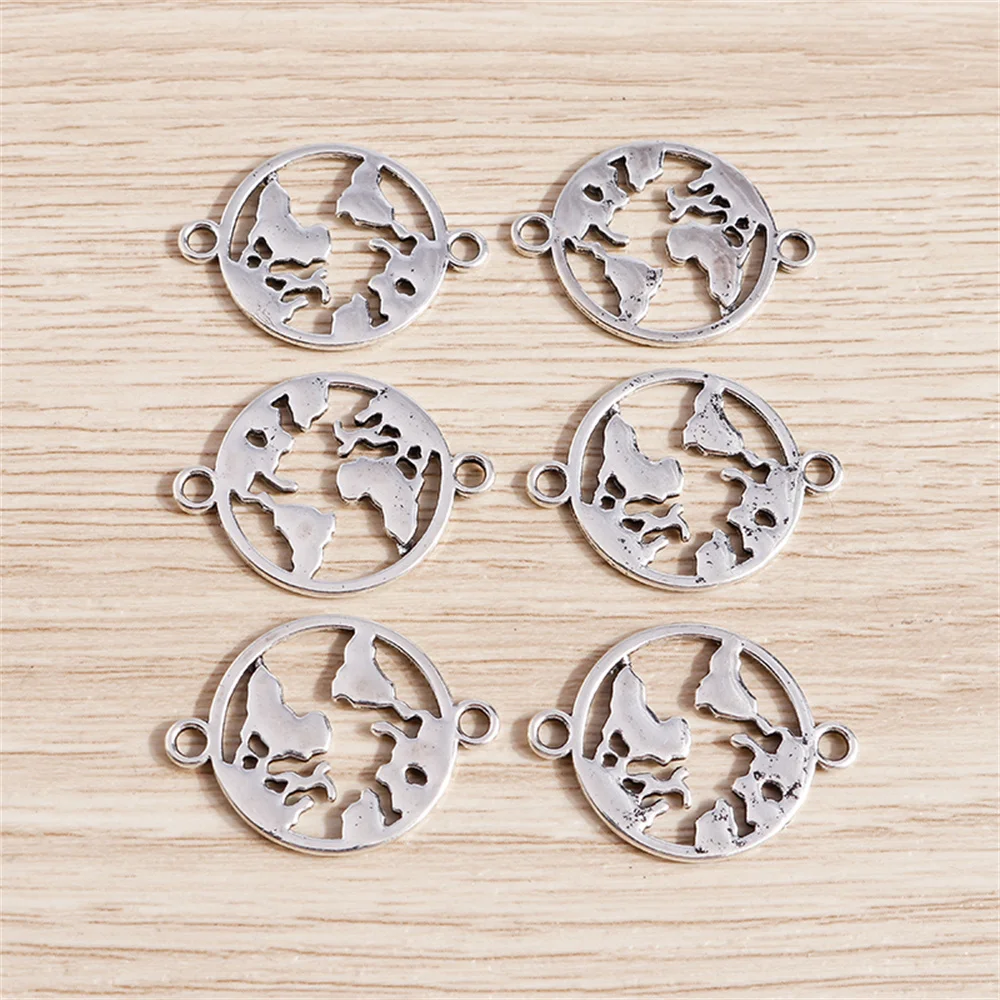 Tusember 20 Stück 19*26mm Metalllegierung Weltreise Weltkarte Anhänger DIY Halsketten Ohrringe für Handgemachte Schmuckherstellung Zubehör