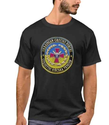 

Unique Ukrainian Ground Forces Insignia Printed T-Shirt. Summer Cotton Short Sleeve O-Neck Mens T Shirt S-3XL