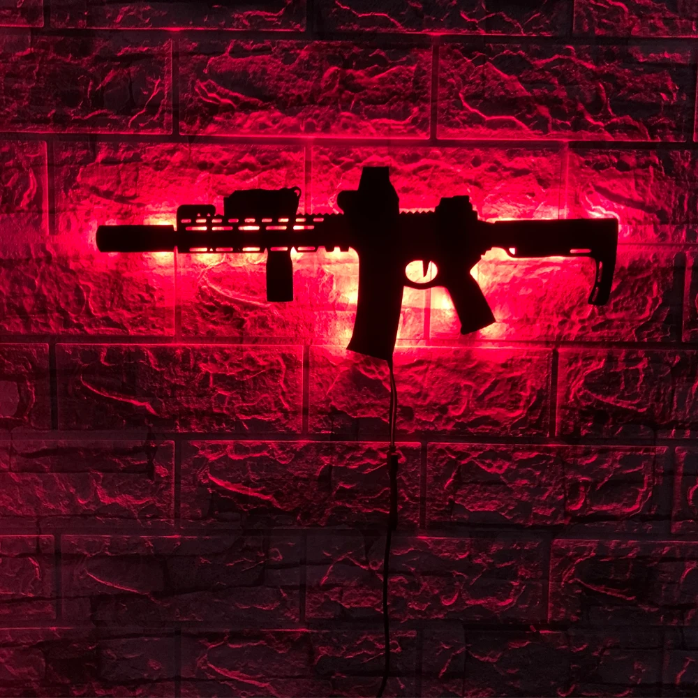 ส่วนบุคคล 3D Creative LED ปืนรูปโคมไฟติดผนังส่องสว่างภายในพื้นหลัง Aura Light USB สี Night Light 1