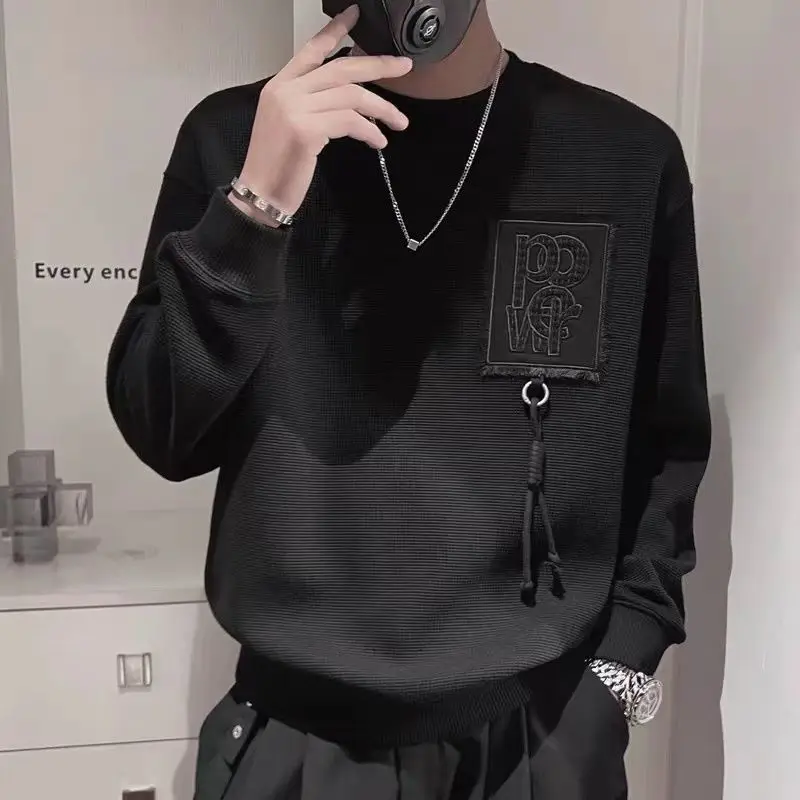 Fashion O-Neck Spliced Letter Embroidery Sweatshirts Men's Clothing 2024 Spring Autumn New Loose Casual Tops England Sweatshirts