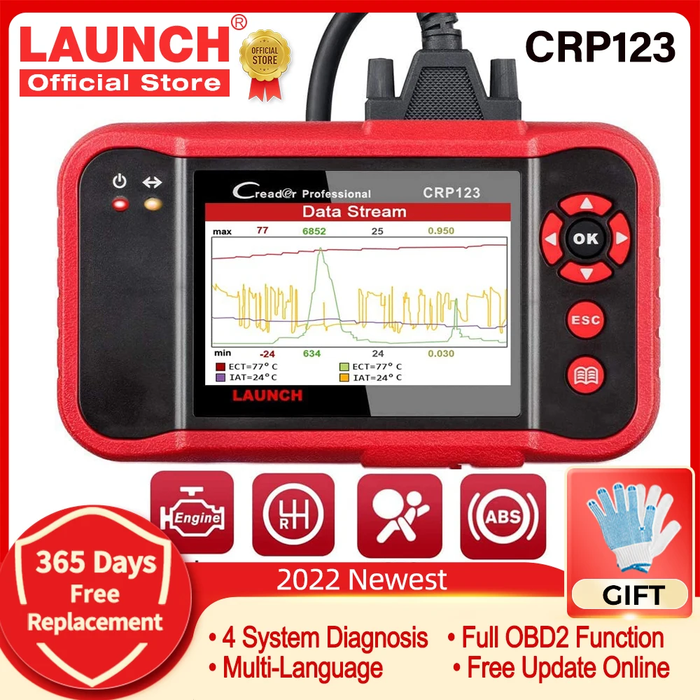 発売 CRP123自動車用OBD2診断ツール,コードリーダー,エンジン付きスキャナー,伝送システム,自動車スキャンツールlaunch