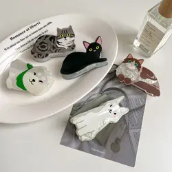 New Colorful Maine Cat Puppy Hair Clip Cute Sweet Kitten Animal Shark Clip Cartoon Creative Hair Claw Hair Accessories for Women