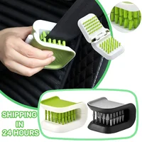 Car Interior Openable Cleaning Brush Double Sided U Type Handguard Folding Tray Sponge Diamond Brush Knife and Cutlery Cleaner 1