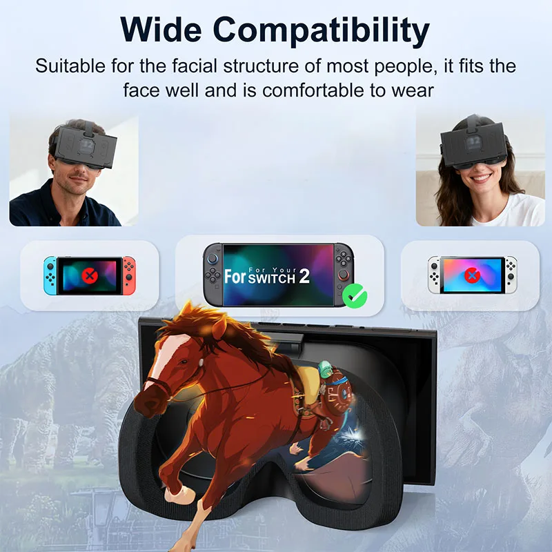 2025년 신형 스위치 2 게임 콘솔용 안대 3D 고화질 VR 안경 액세서리