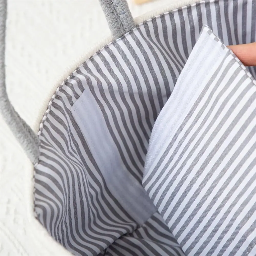 Shopping Convenient Diaper Storage Basket Hand-Held Large Capacity Baby Diaper Bag Cotton Thread Tote Bag Nappy Bag Outing