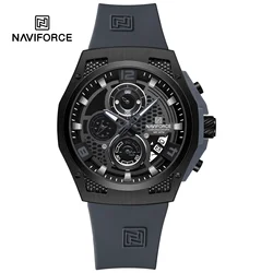 NAVIFORCE Men's Chic Dial Silicone Strap Waterproof Sports Chronograph Watch (Black)