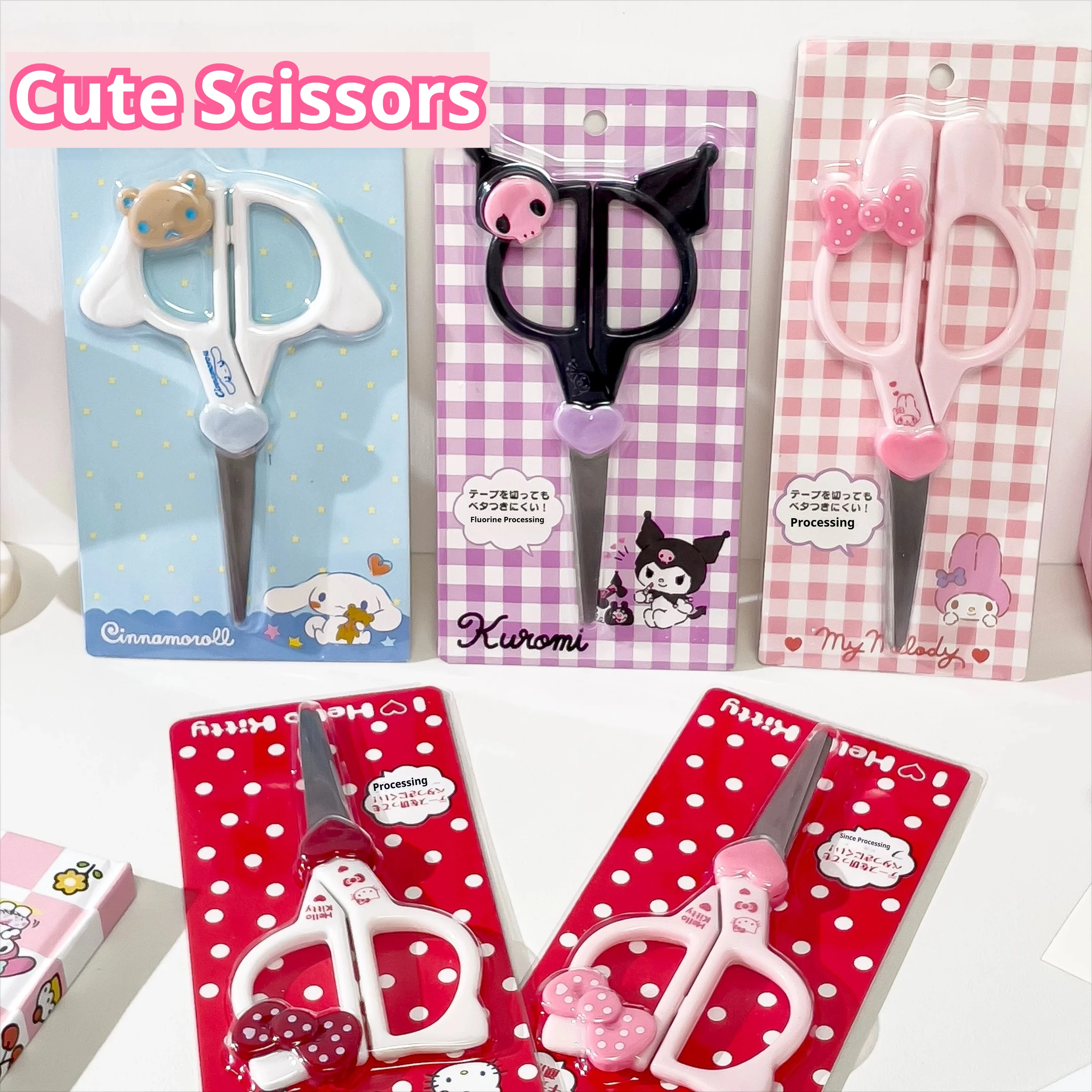 New Kawaii Sanrio Kuromi Cinnamoroll Hand Made Scissors Cute Melody Art Scissors Kid Stationery School Office Supplies Gifts - 2