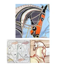 

handmade pure 100% Silk Scarf Hand Rolled Scarfs 90*90cm Designer Satin Scarves Foulard En Satin horse print