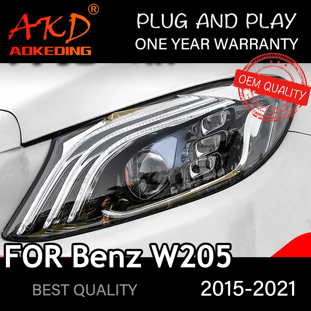 

Фары для Benz W205 2014-2021 C200, автомобильные светодиодные фары DRL Hella, ксеноновые линзы Hella Hid H7 C260 C300, автомобильные аксессуары