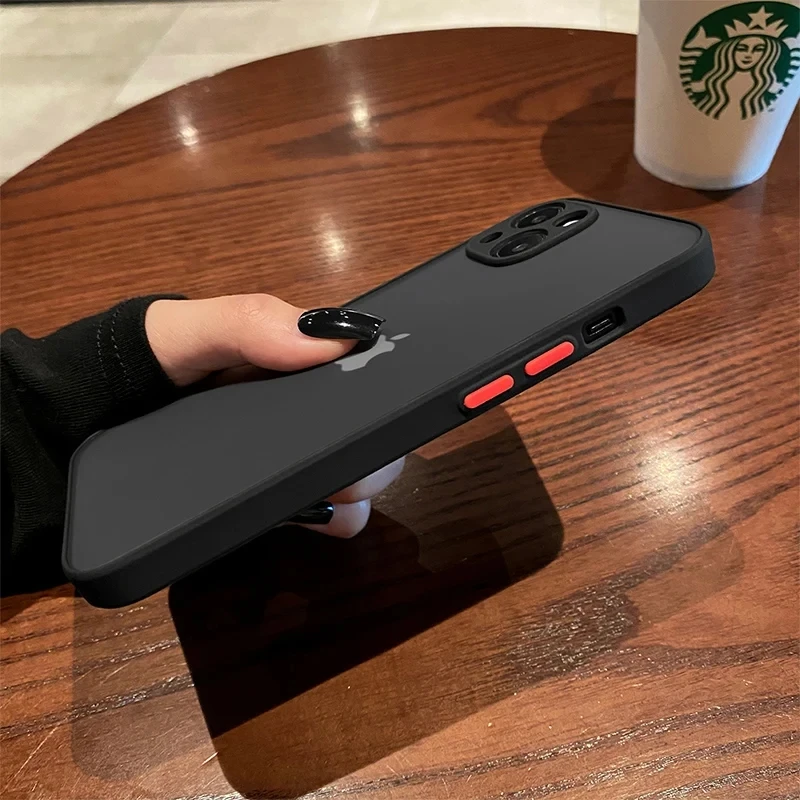 Luxury Shockproof Matte Phone Case with Transparent Bumper Cover