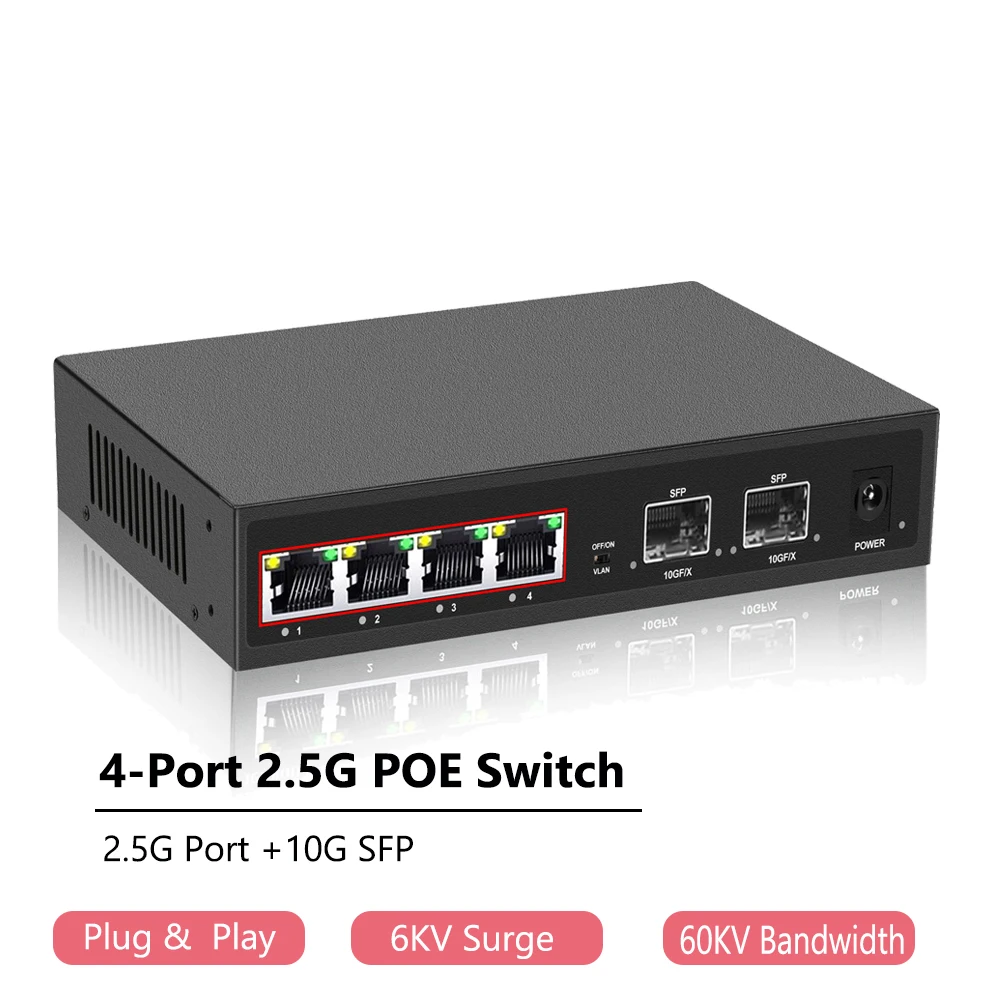 

2.5G POE Switch 2500Mbps 10G SFP Gigabit Switch 2.5Gbps Ethernet Switch POE for IP Camera Security Camera System Wifi Router
