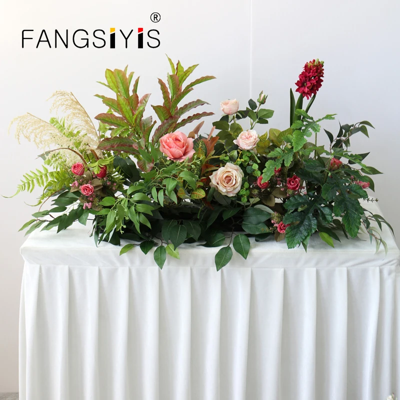 

Simulation Green Plant Artificial Flower Row Wedding Photography Wall Background Fake Flowers Hotel Garden Shopping Mall Decor