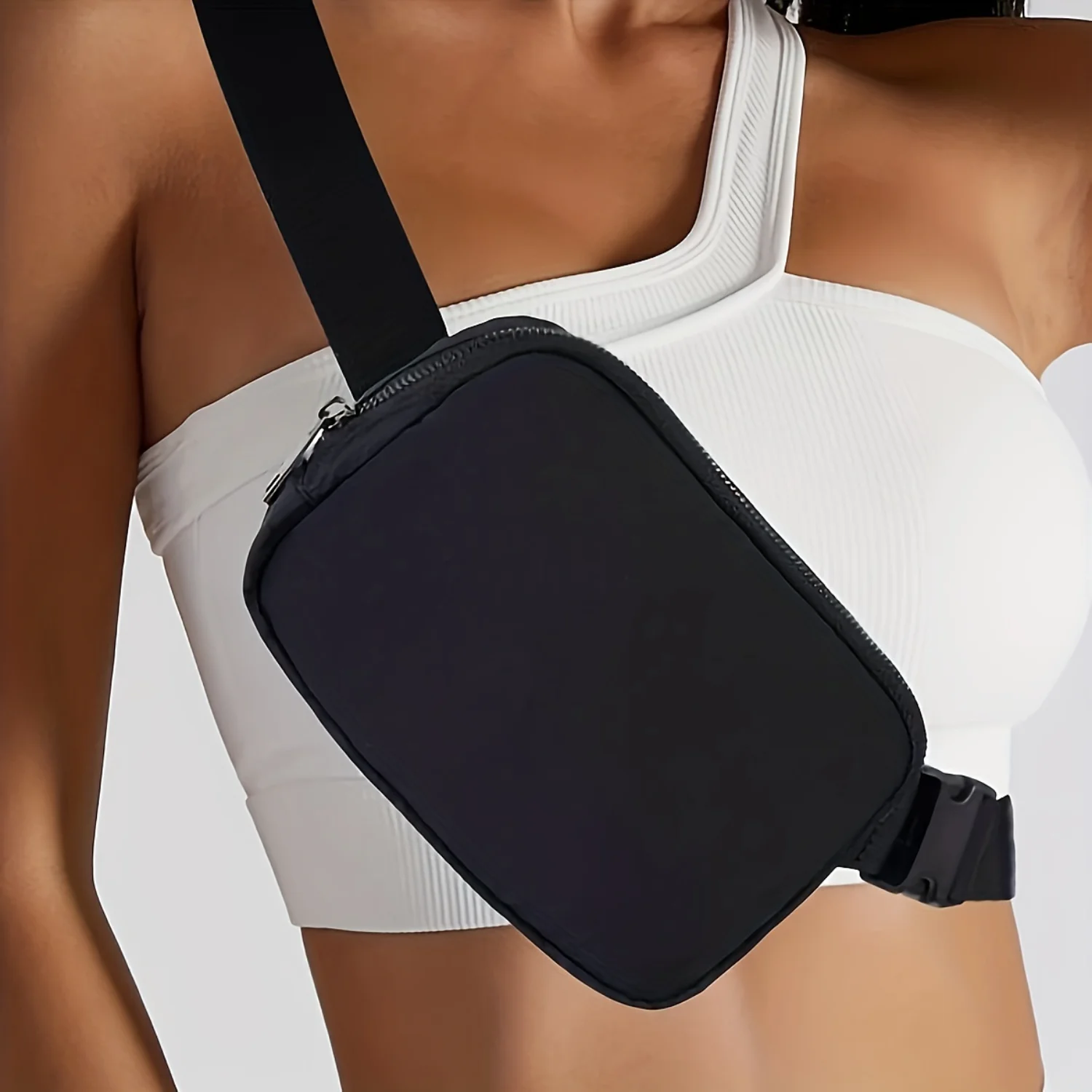 1pc Solid Color Waist Bag With Adjustable Strap, Waterproof Outdoor Sport Crossbody Bag Chest Waist Bag, Simple Durable Cros