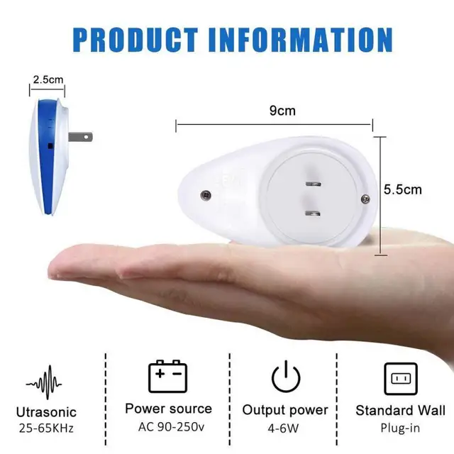 Pest Elutasítása Ultrahang Egér Csótány -Repleller Dugó Kártevő Ismétlő Szúnyoggép Ház Légy Patkány Egerek Rovarvezérlő Szerszám - Image 6