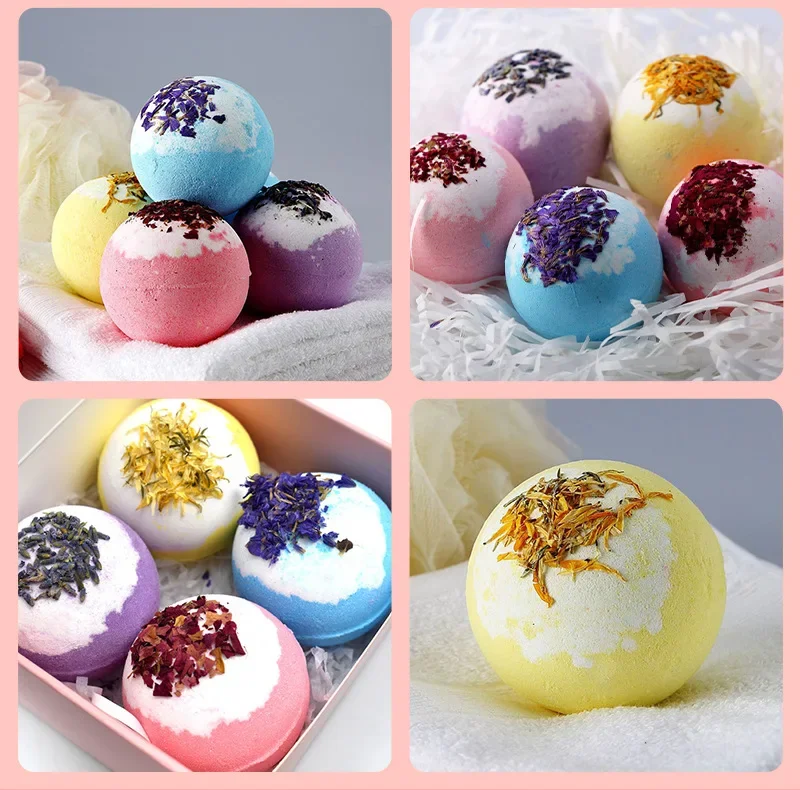 

Essential oil Explosion bath ball Bubble salt bath ball Dry flower bath salt ball 4 100g bath ball bath ball gift box