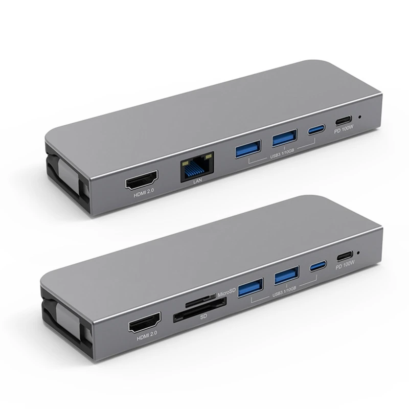 

Blueendless USB 3.1 10Gb HUB Type-C Adapter Docking Station HDMI2.0-compatible Gigabit Lan PD 100W for MacBooks Laptop