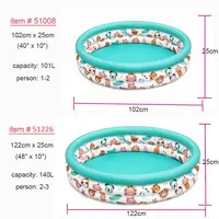 40”/48” X 10” 3 Rings Round Inflatable Infant Baby Swimming Pool Toddler Kiddie Ball Pit Pool Animal Pattern Age 2 and Up 6