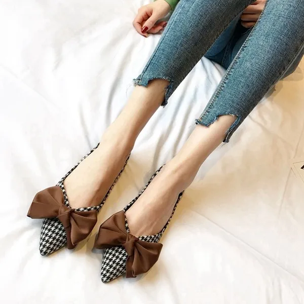 2023 Spring New Women Flats with Bowknot Flat Heel Shoes Zapatos De Mujer Pointed Soft Sole Casual Women's Shoes Lolita Shoes