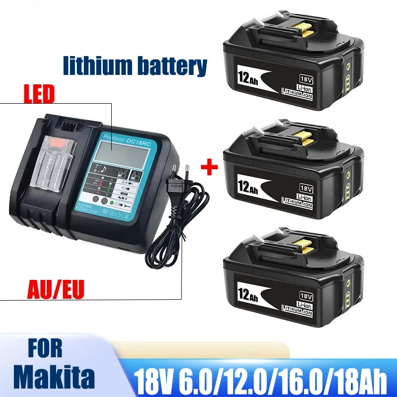 Аккумуляторная батарея BL1860, 18 в, 18000 мАч, литий-ионная батарея для Makita 18 в, аккумулятор BL1840, BL1850, BL1830, BL1860B, BL1850, BLXT 400 с зарядным устройством