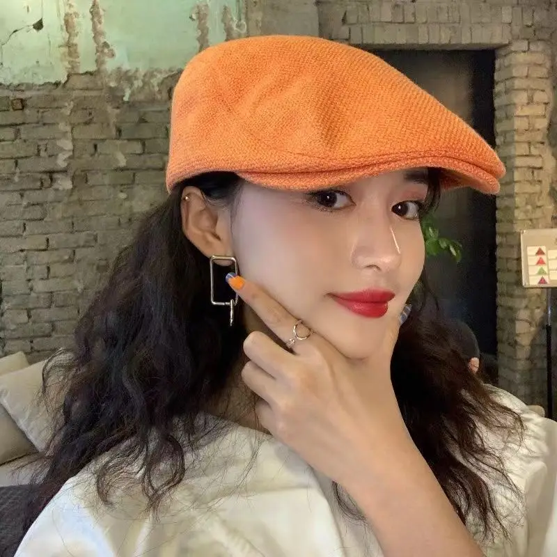 코튼 리넨 베레모 남녀공용 모자, 일본 예술 레트로 캐주얼 화가 모자, 남성 패션 전진 모자, 야외 여행