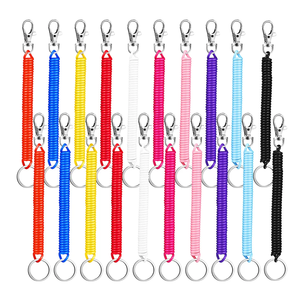 

20 Pcs Mobile Phone Straps Elasticity Spring Keychain Wrist Plastic Leash Retractable