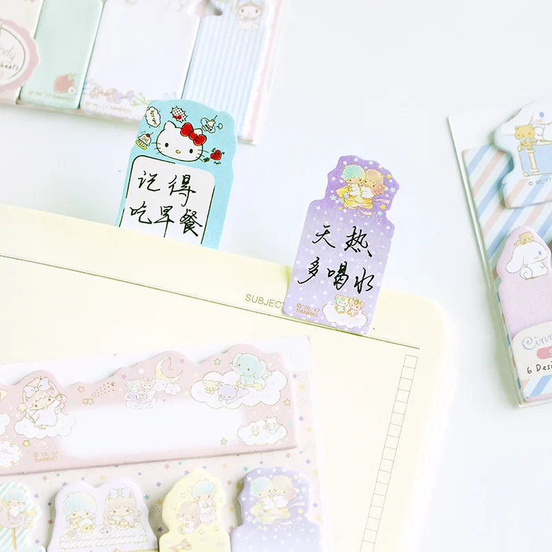 Kawaii Melody Cinnamoroll Memo Pad Kawaii Sanrio Sticky Notes Stationery Label Notepad Planner Sticker Post School Supplies 5