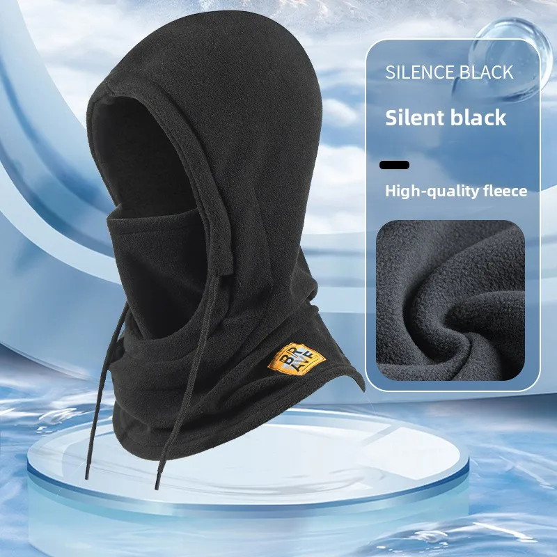 Plush Winter Cap Outdoor Cycling Headband Face Mask Hat Windproof Warm Fleece Ski Lining Thick Neck Protector Hat with Mast