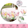 1 Piece of Tulip Flower Round Tablecloth, 5 Sizes Available, Butterfly Flower Pattern Printed Tablecloth, Edge Embossing Process, Spring Garden Tablecloth Decoration, Tablecloth for Daily Home Kitchen, Terrace, Spring Decoration, Home Decoration 5
