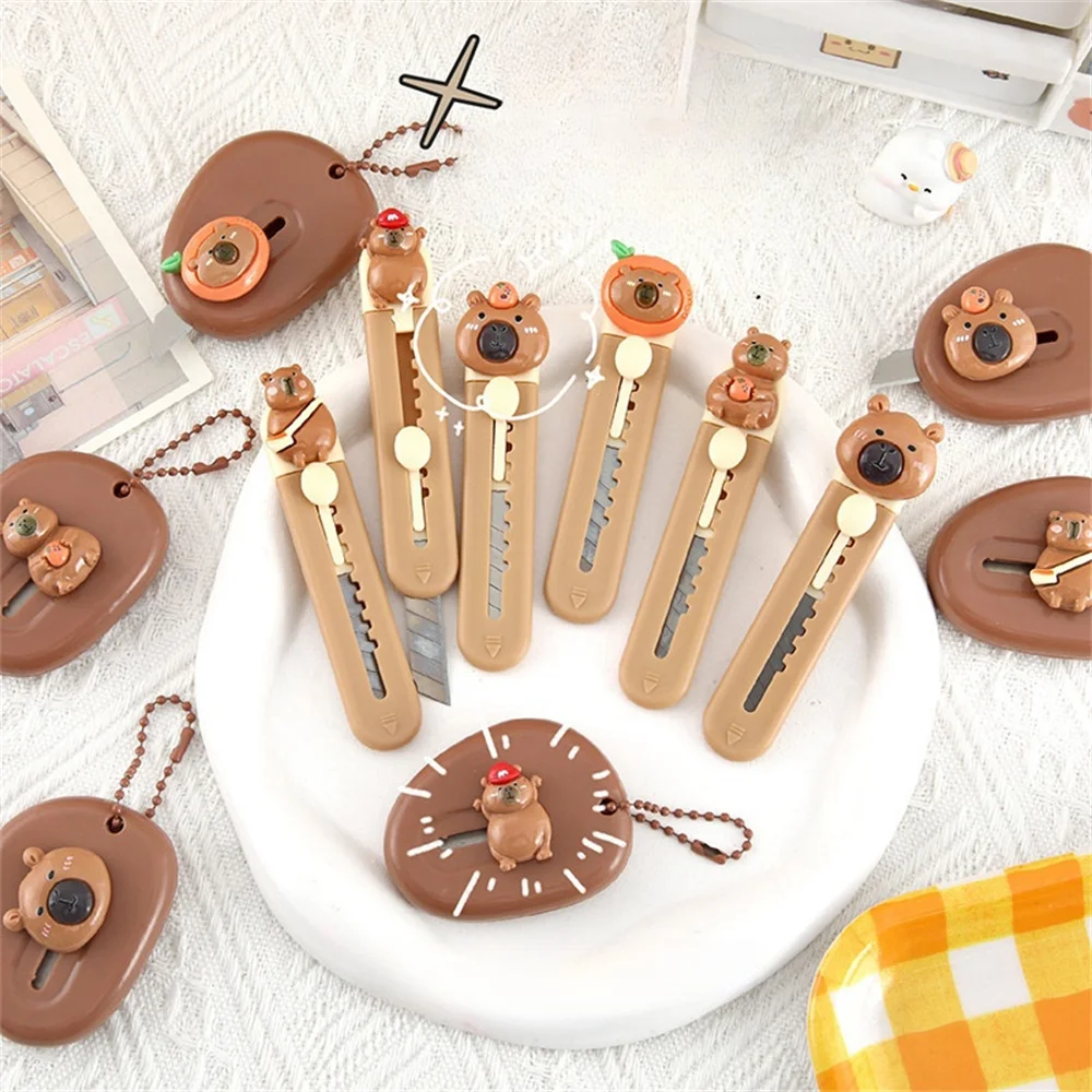 Cute Plastic Capibara Cutter Cartoon School Office Supplies Paper Cutting Tool Mini Retractable Letter Opener paper cutter