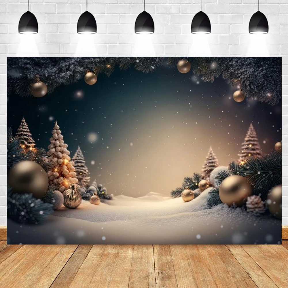Merry Christmas Backdrop Winter Snowflake Shining Bokeh Glitter Star New Year Red Xmas Ball Kids Portrait Photography Background photo backdrop