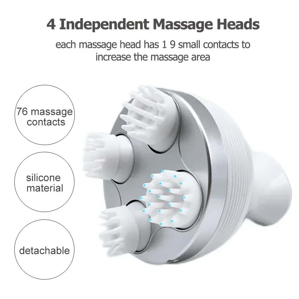 Smart Scalp Massager Cat Wireless 4 Kneading Massage Heads Body Muscle Relax for Hair Growth Stress Kneading Vibration Roller - Image 4